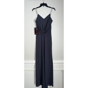 NEW Niki Livas Formal Dress Size 10 Grey Crystal Straps V Neck $155 PROM Party